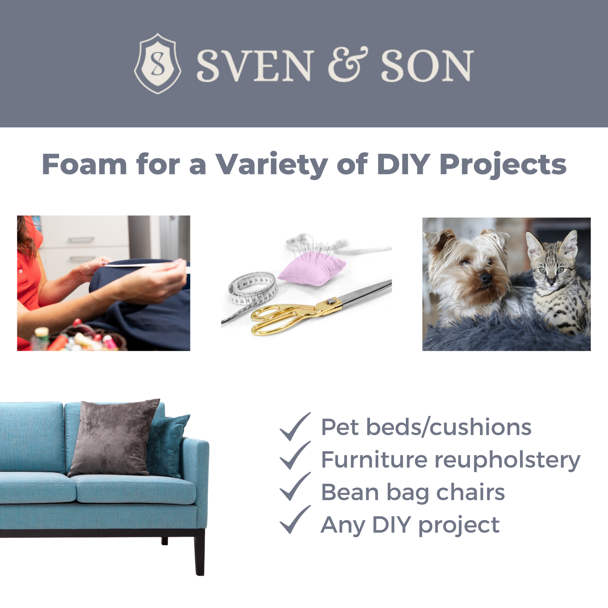 Cushion & Upholstery Foam DIY Crafts Cushions Home Applications SVEN & SON® 