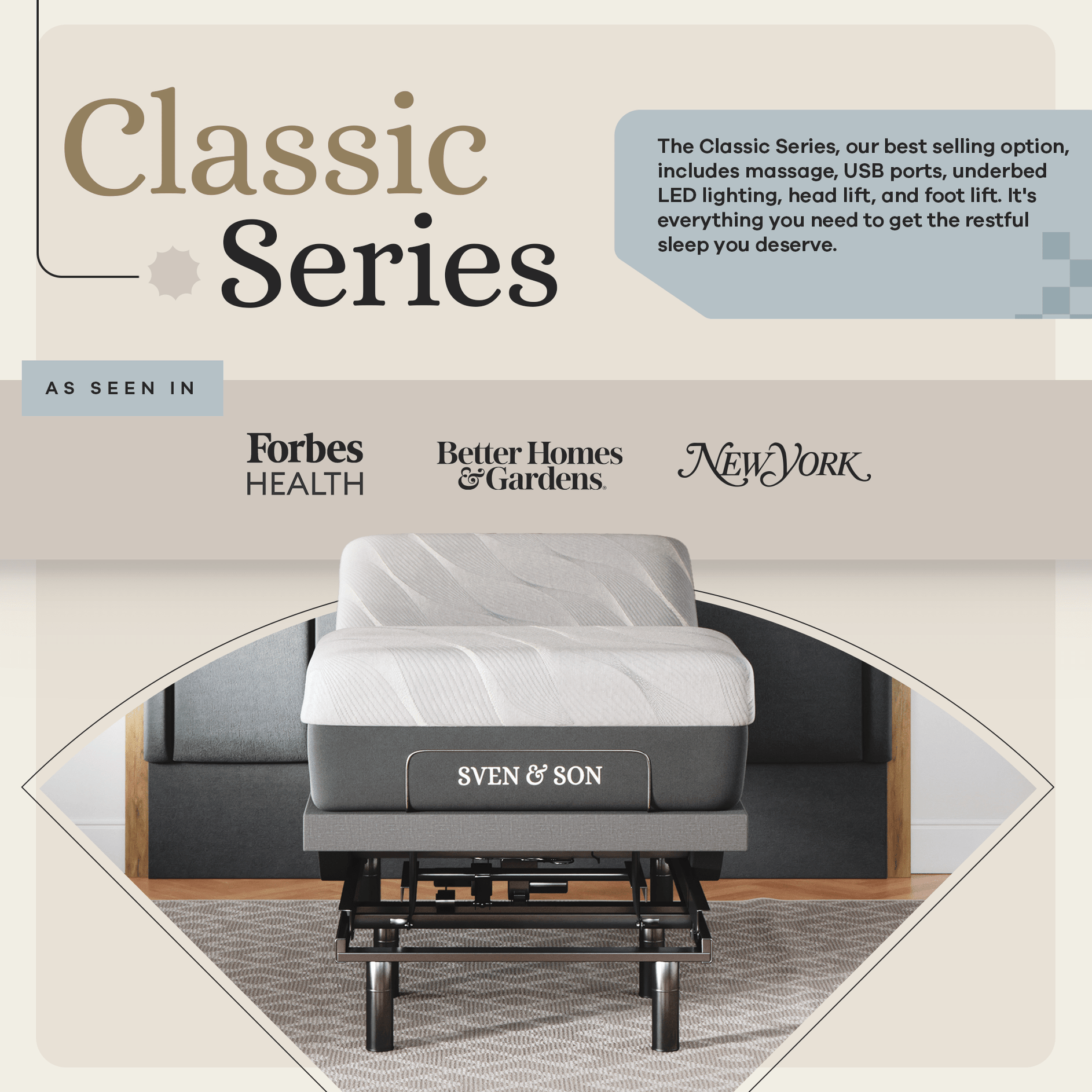 Classic Series Adjustable Bed Base and Mattress Bundle SVEN & SON® 