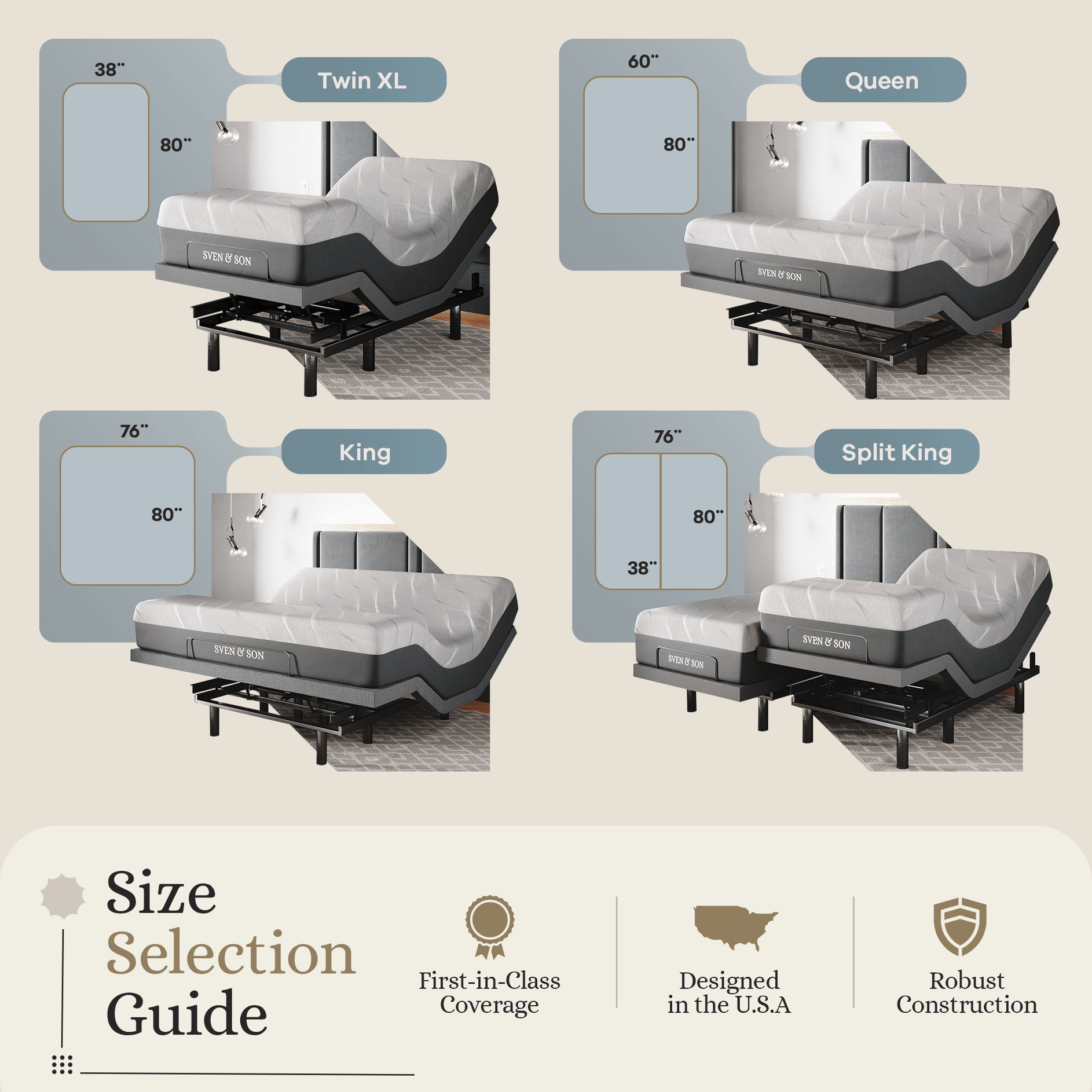 Classic Series Adjustable Bed Base and Mattress Bundle SVEN & SON®